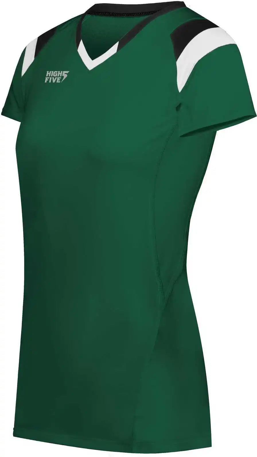 High Five 342253 Girls Truhit Tri Short Sleeve Jersey - Dark Green Black White