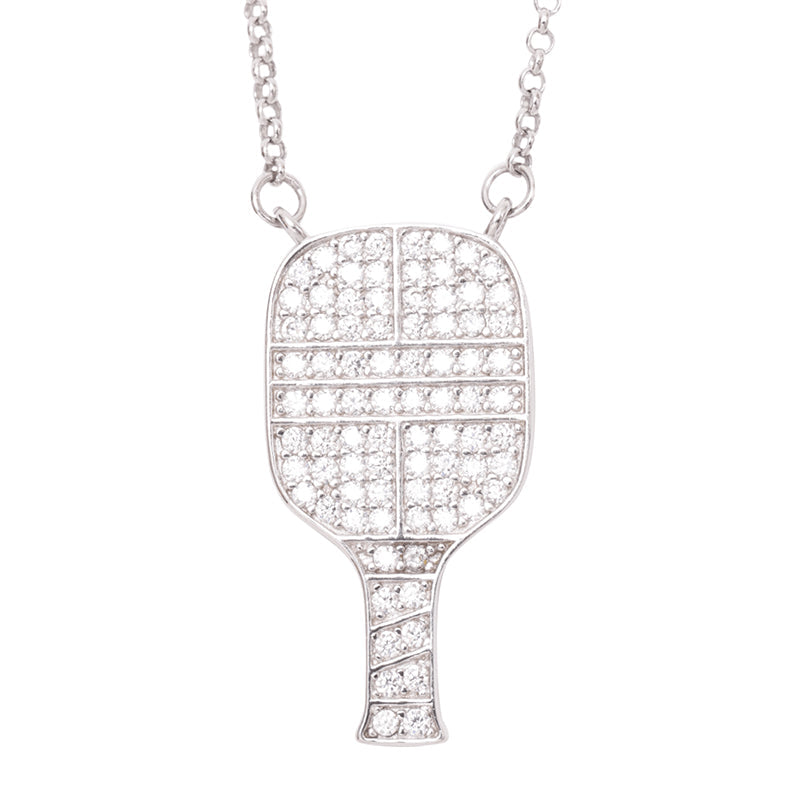 Hit Happy Pickleball Paddle Pendant Necklace - Sil / Os