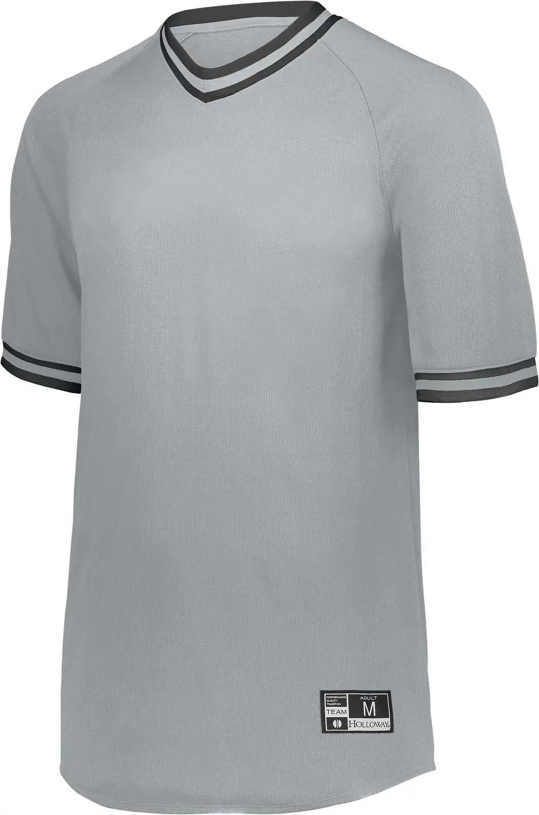 Holloway 221021 Retro V-neck Baseball Jersey - Silver Black