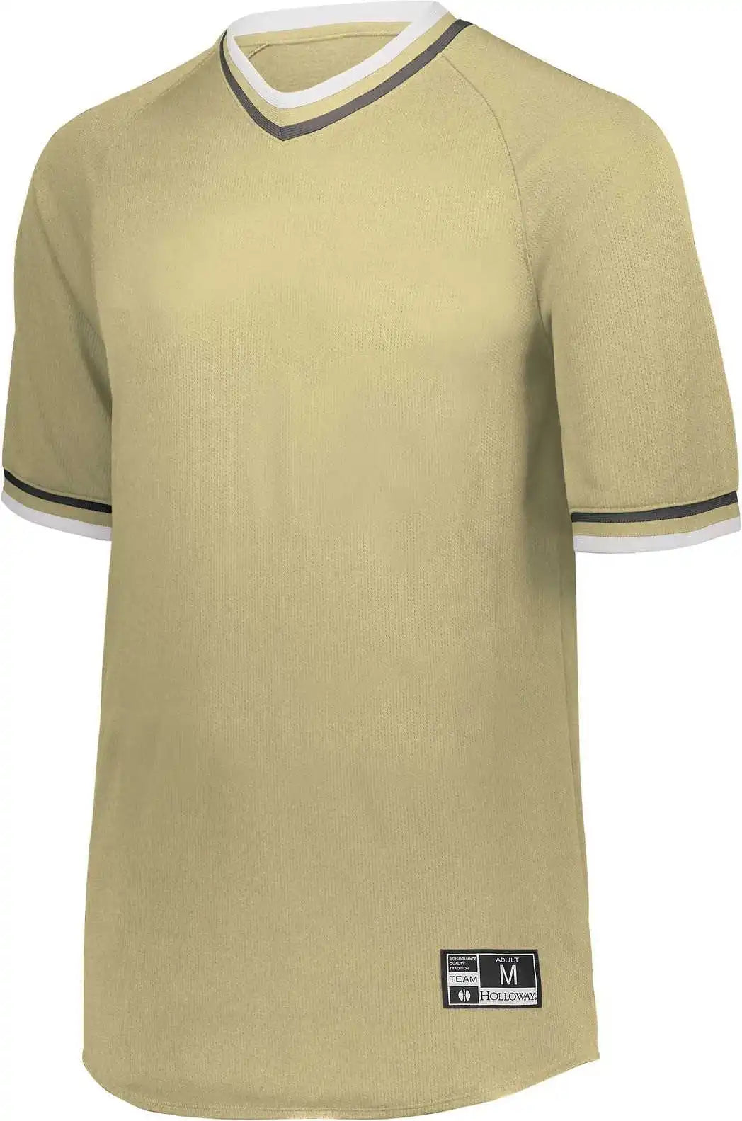 Holloway 221021 Retro V-neck Baseball Jersey - Vegas Gold White Black