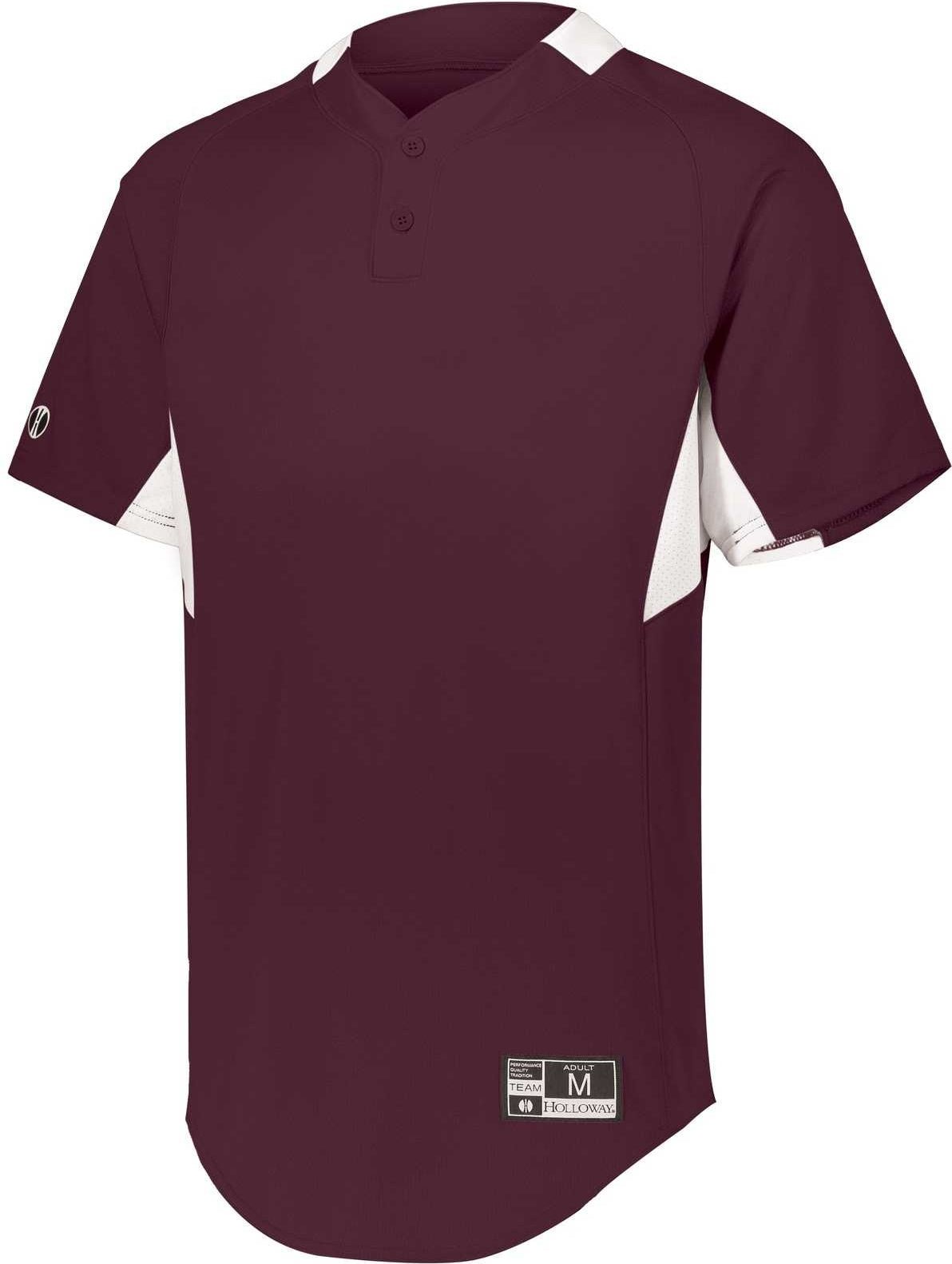 Holloway 221024 Game7 Two-button Baseball Jersey - Maroon White
