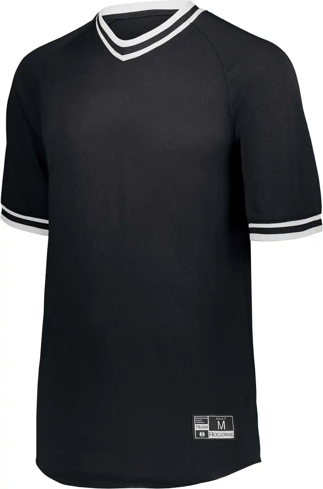 Holloway 221221 Youth Retro V-neck Baseball Jersey - Black White