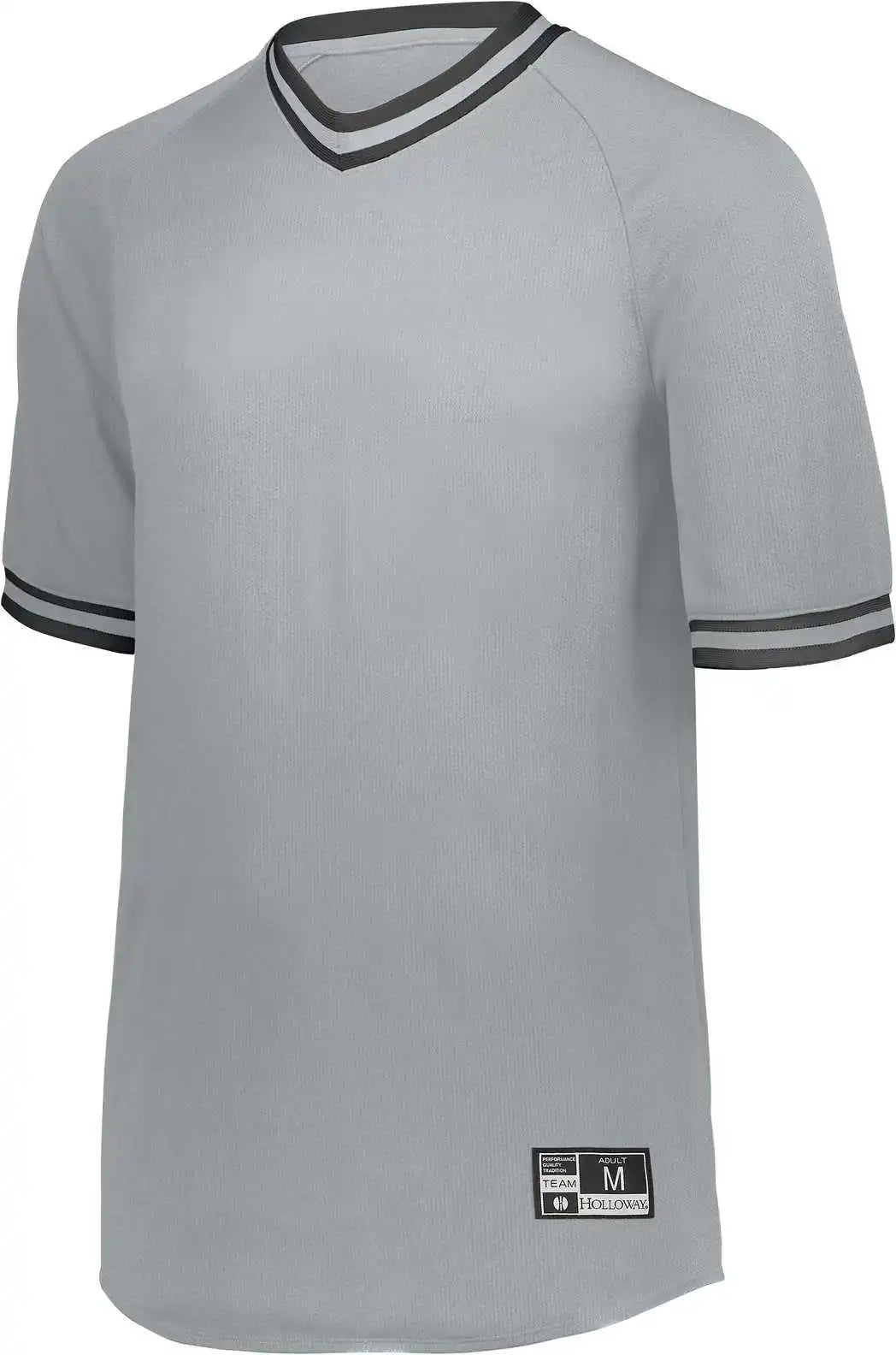 Holloway 221221 Youth Retro V-neck Baseball Jersey - Silver Black - Light Gray / s