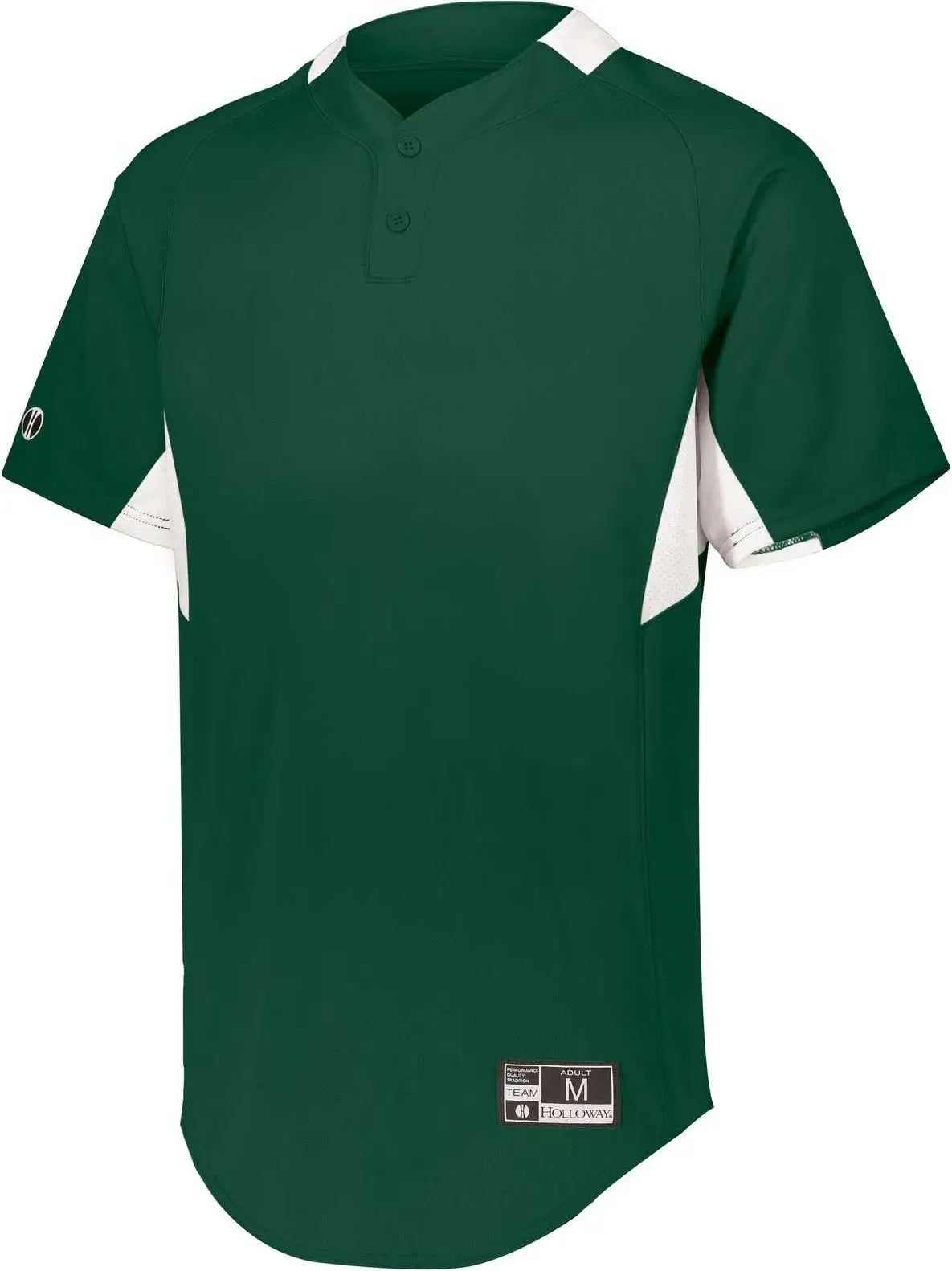 Holloway 221224 Youth Game7 Two-button Baseball Jersey - Forest White