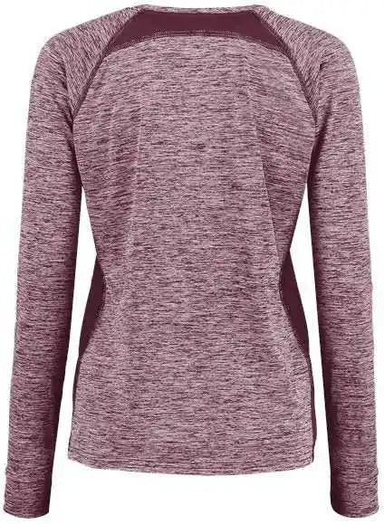 Holloway 222770 Women’s Electrify Coolcore Long Sleeve V-neck T-shirt - Maroon Heather