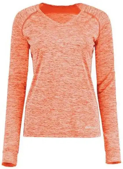 Holloway 222770 Women’s Electrify Coolcore Long Sleeve V-neck T-shirt - Orange Heather