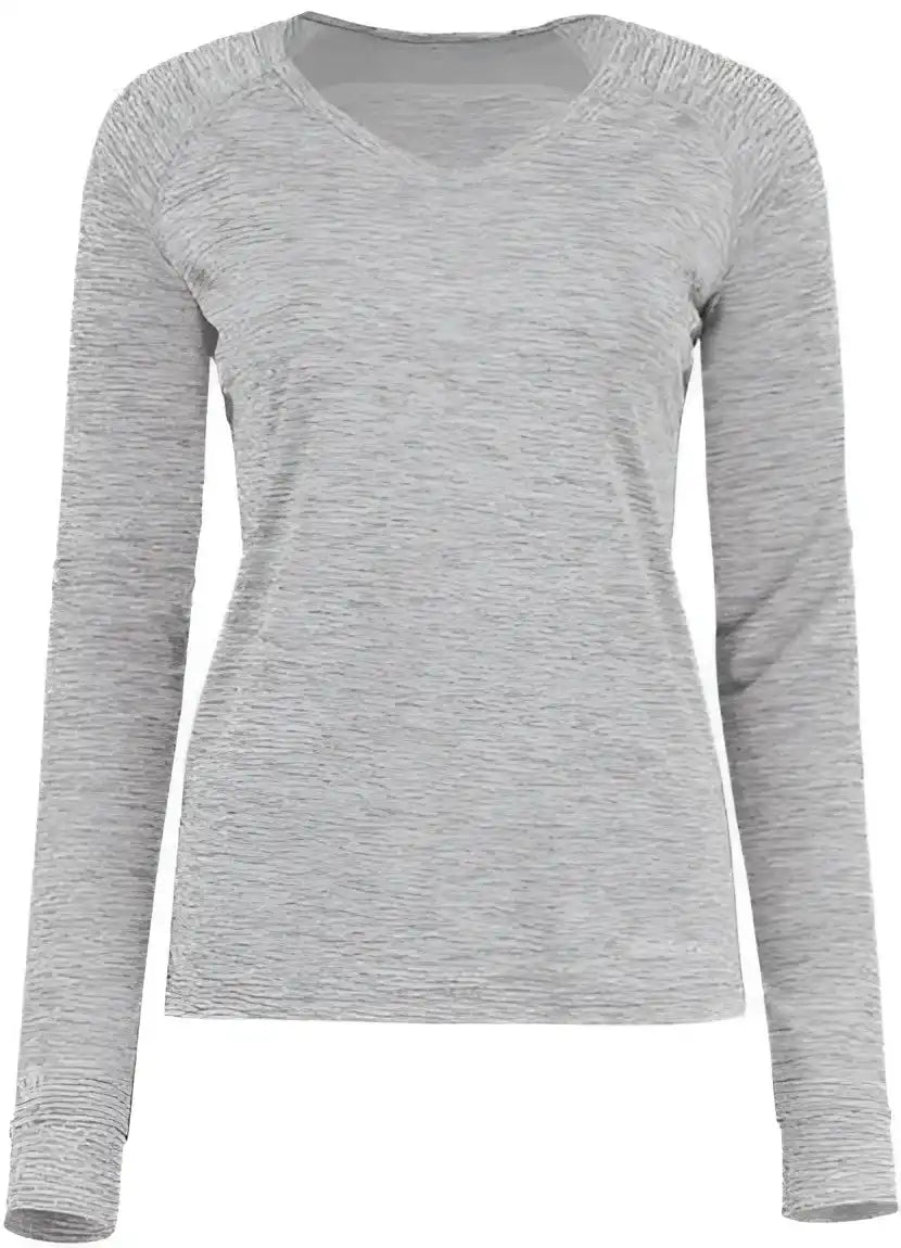 Holloway 222770 Women’s Electrify Coolcore Long Sleeve V-neck T-shirt - Athletic Gray Heather