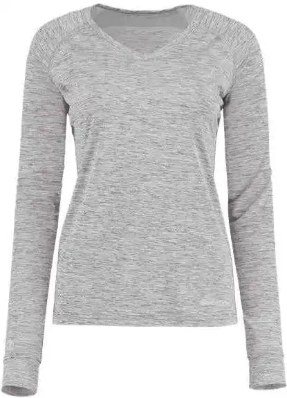 Holloway 222770 Women’s Electrify Coolcore Long Sleeve V-neck T-shirt - Athletic Gray Heather