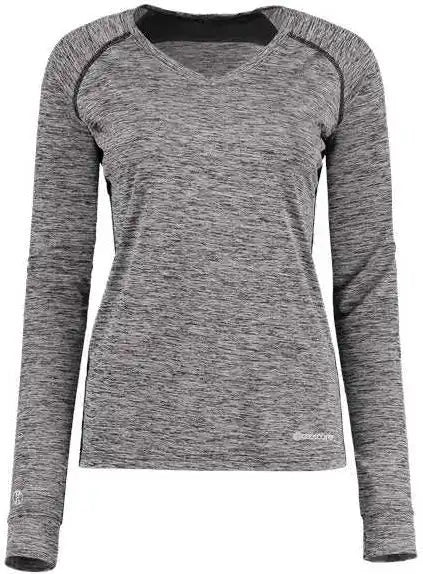 Holloway 222770 Women’s Electrify Coolcore Long Sleeve v Neck t Shirt Black Heather