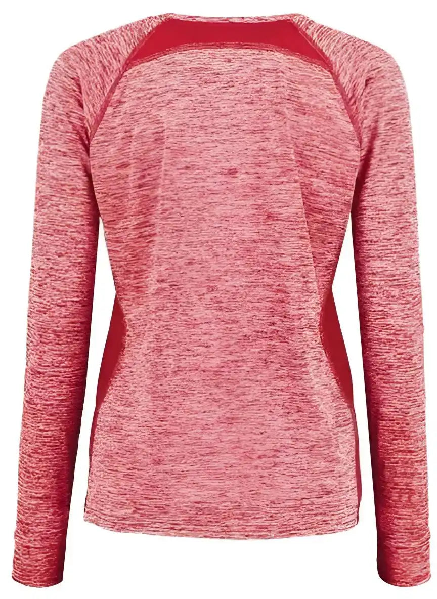 Holloway 222770 Women’s Electrify Coolcore Long Sleeve V-neck T-shirt - Scarlet Heather