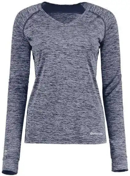 Holloway 222770 Women’s Electrify Coolcore Long Sleeve v Neck t Shirt Navy Heather