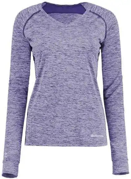 Holloway 222770 Women’s Electrify Coolcore Long Sleeve V-neck T-shirt - Purple Heather