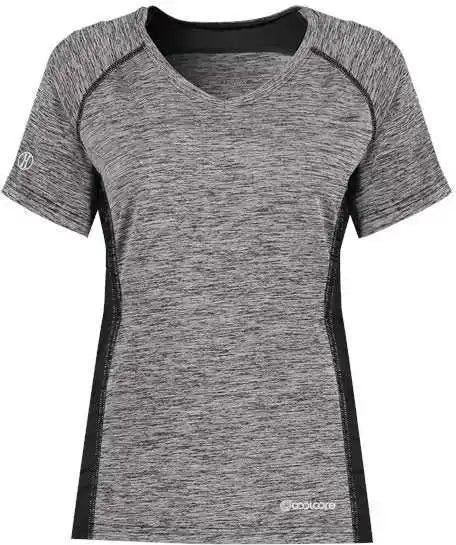 Holloway 222771 Women’s Electrify Coolcore v Neck t Shirt Black Heather