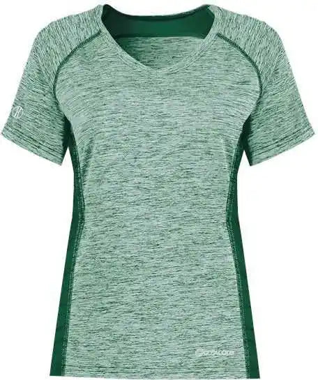 Holloway 222771 Women’s Electrify Coolcore V-neck T-shirt - Dark Green Heather