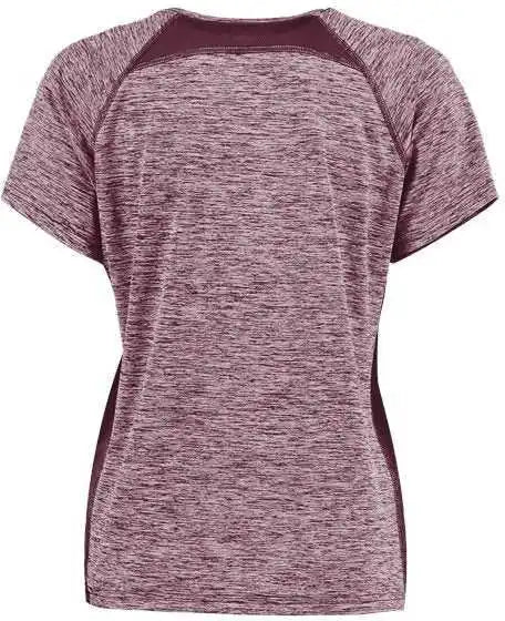 Holloway 222771 Women’s Electrify Coolcore V-neck T-shirt - Maroon Heather