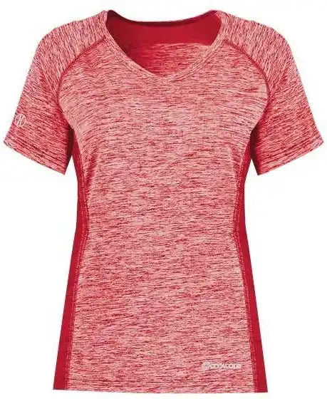 Holloway 222771 Women’s Electrify Coolcore V-neck T-shirt - Scarlet Heather