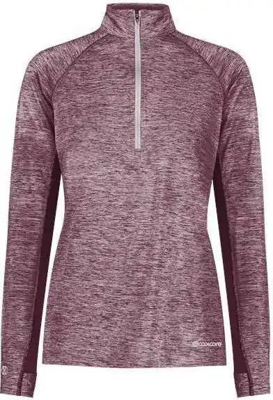 Holloway 222774 Women’s Electrify Coolcore Quarter-zip Pullover - Maroon Heather