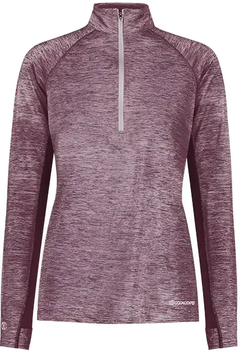 Holloway 222774 Women’s Electrify Coolcore Quarter-zip Pullover - Maroon Heather