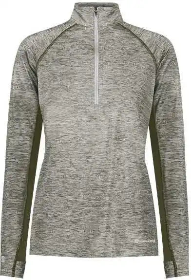 Holloway 222774 Women’s Electrify Coolcore Quarter-zip Pullover - Olive Heather