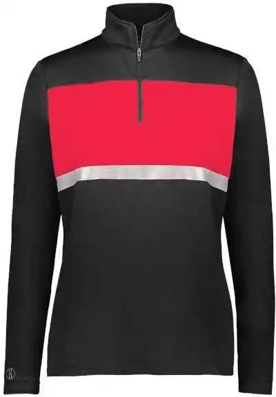 Holloway 222791 Women’s Prism Bold Quarter-zip Pullover - Black Scarlet