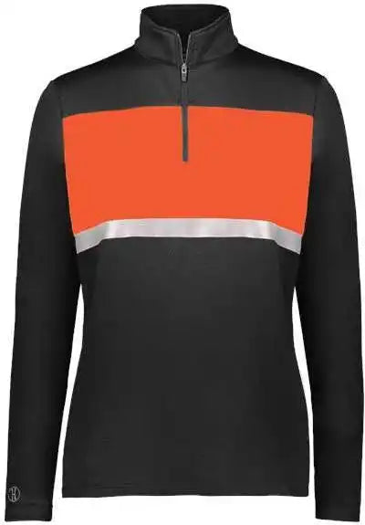 Holloway 222791 Women’s Prism Bold Quarter-zip Pullover - Black Orange