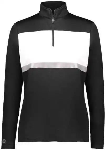 Holloway 222791 Women’s Prism Bold Quarter-zip Pullover - Black White