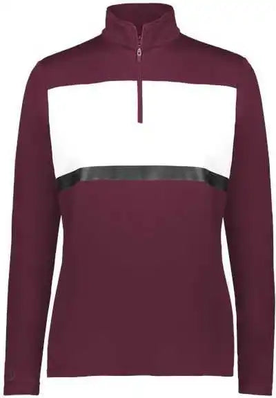 Holloway 222791 Women’s Prism Bold Quarter-zip Pullover - Maroon White