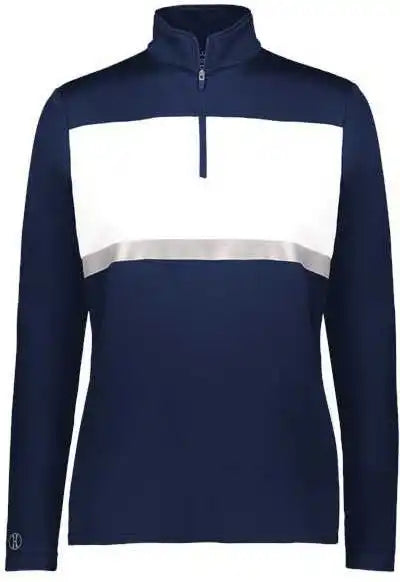 Holloway 222791 Women’s Prism Bold Quarter-zip Pullover - Navy White