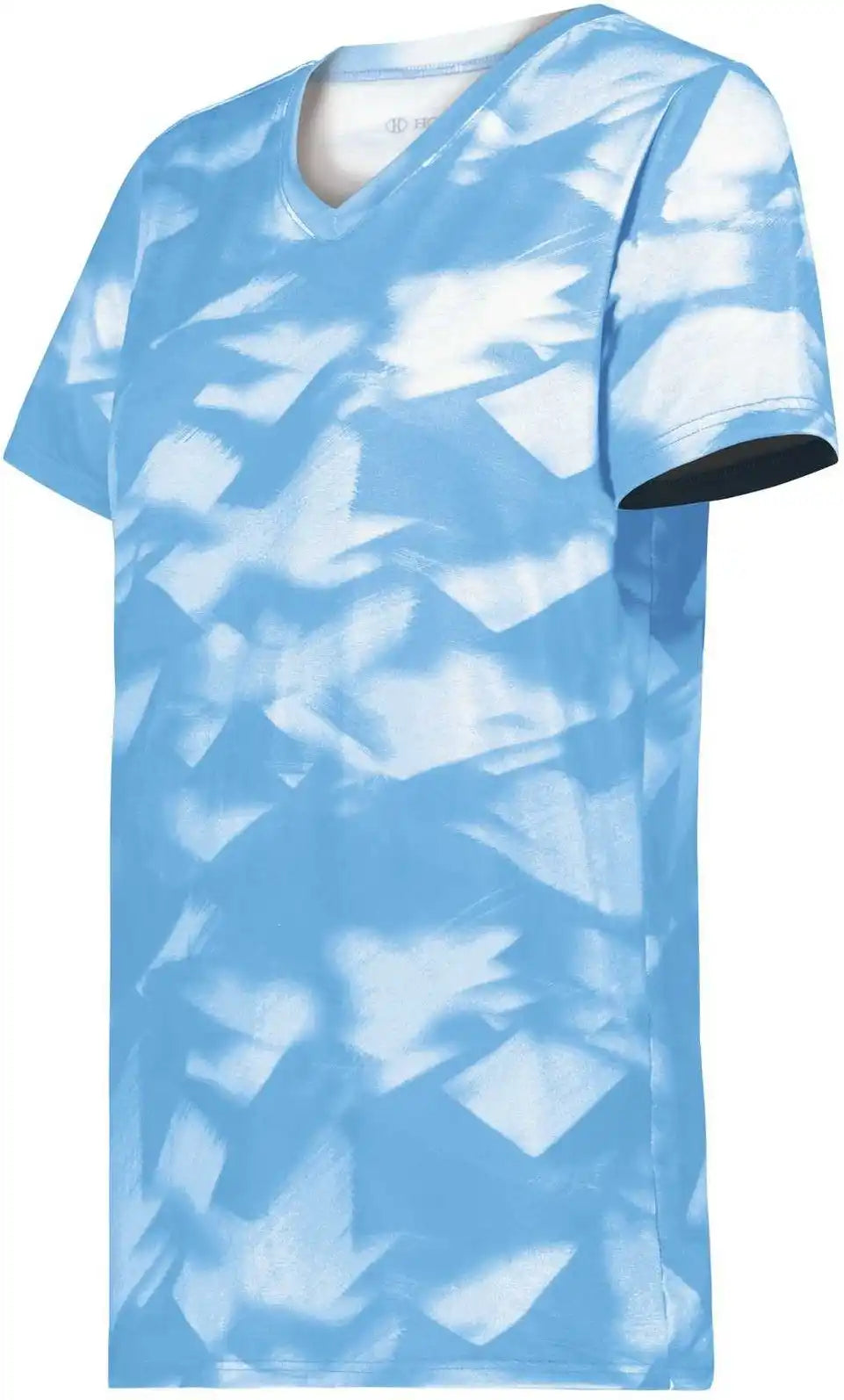 Holloway 222796 Ladies Stock Cotton Touch Poly Tee - Columbia Blue Glacier Print