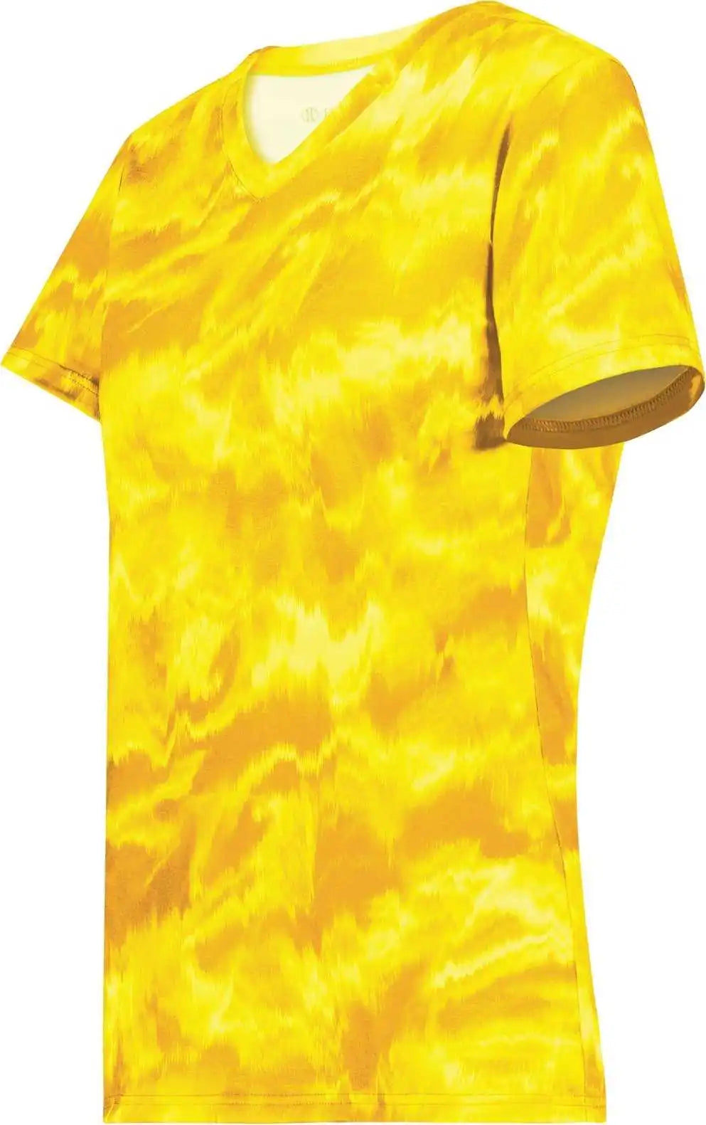 Holloway 222796 Ladies Stock Cotton Touch Poly Tee - Gold Shockwave Print