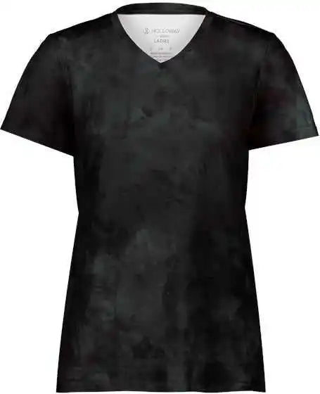 Holloway 222796 Women’s Cotton-touch Cloud V-neck T-shirt - Black Print