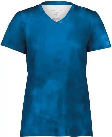Holloway 222796 Women’s Cotton-touch Cloud V-neck T-shirt - Royal Print
