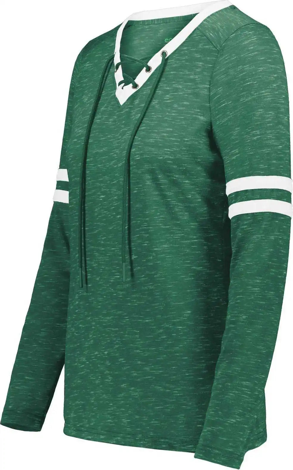 Holloway 223246 Ladies Monterey Long Sleeve Tee - Dark Green Heather White