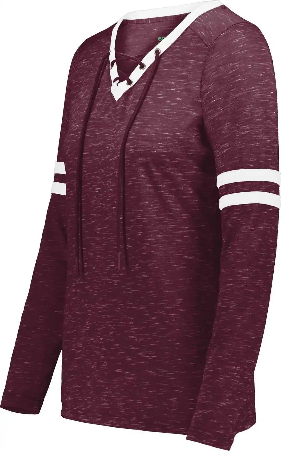 Holloway 223246 Ladies Monterey Long Sleeve Tee - Maroon Heather White