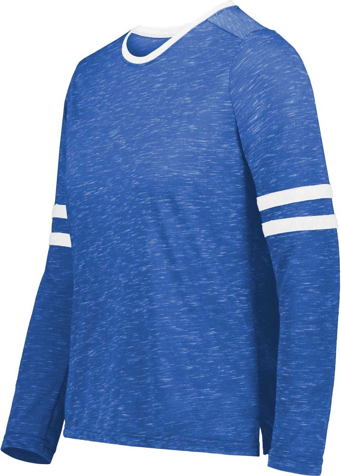 Holloway 223346 Girls Monterey Long Sleeve Tee - Royal Heather White