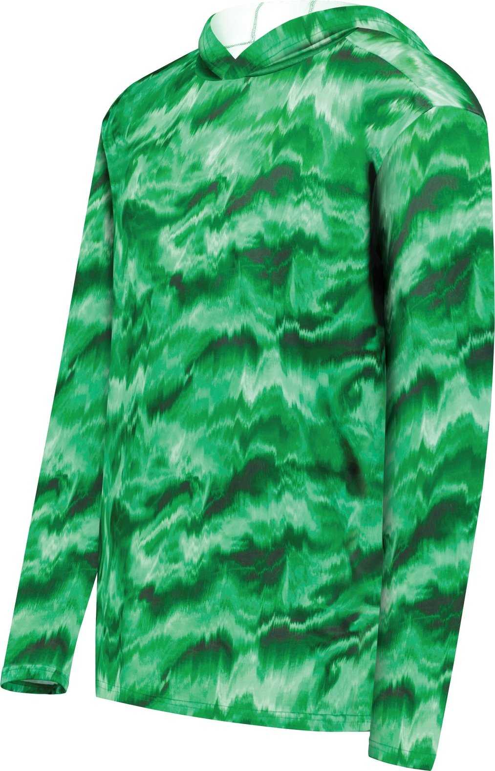 Holloway 223505 Stock Cotton Touch Poly Hoodie - Kelly Shockwave Print
