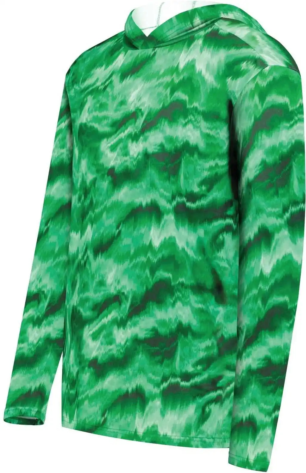 Holloway 223605 Youth Stock Cotton Touch Poly Hoodie - Kelly Shockwave Print