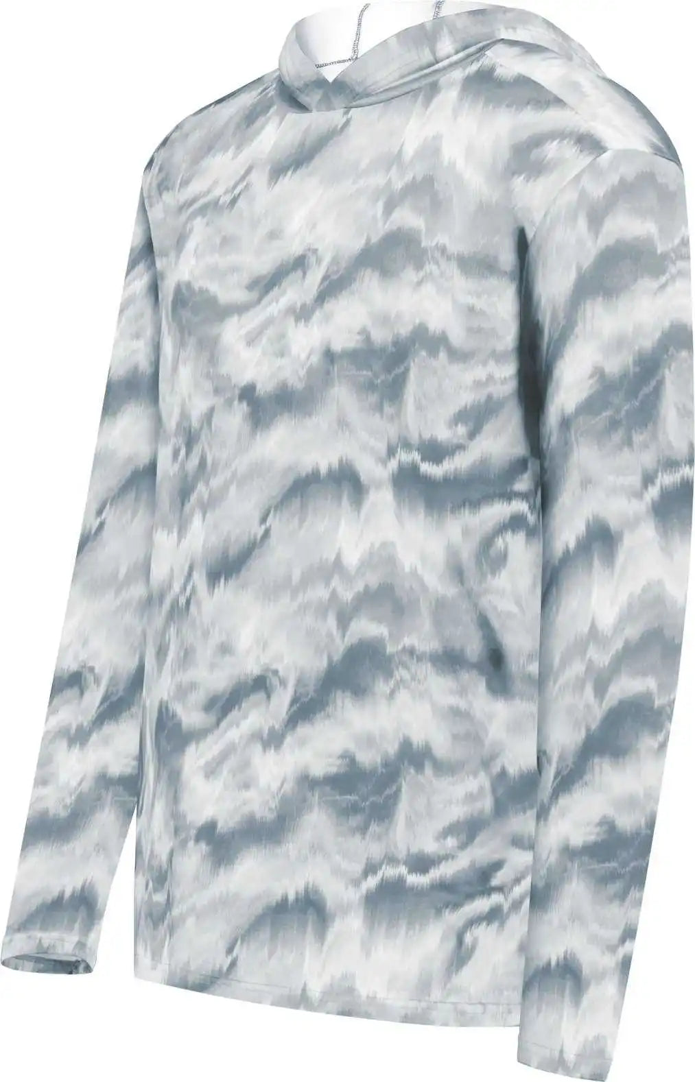 Holloway 223605 Youth Stock Cotton Touch Poly Hoodie - Silver Shockwave Print