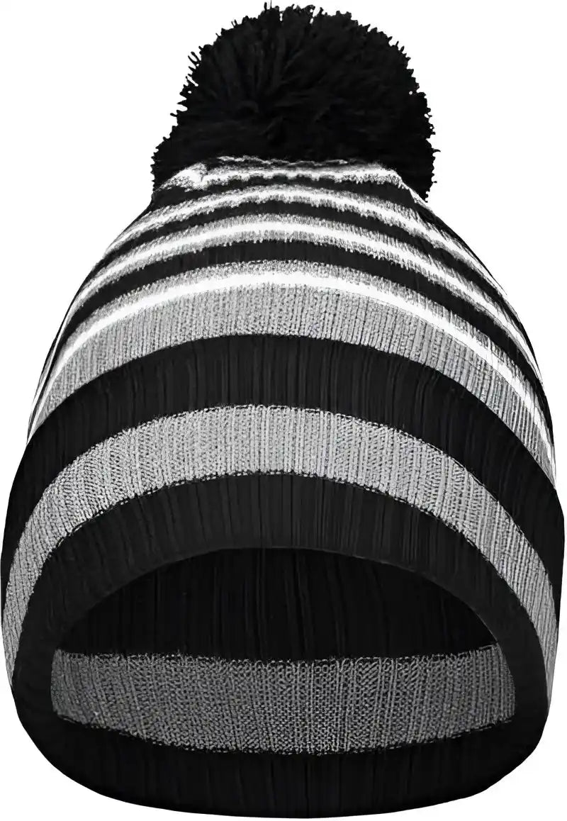 Holloway 223815 8 1/2’’ Spirit Pom Beanie - Black Heather Gray White - one Size Fits Most