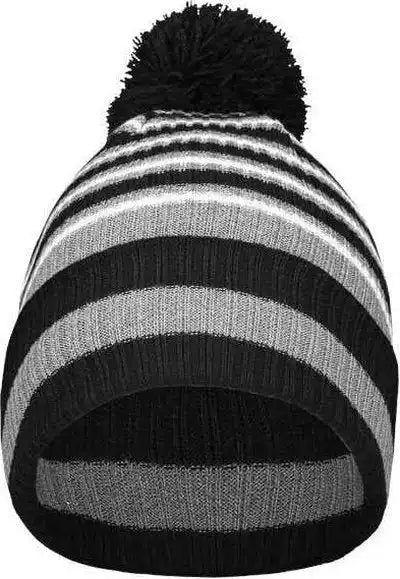 Holloway 223815 8 1/2’’ Spirit Pom Beanie - Black Heather Gray White - one Size Fits Most