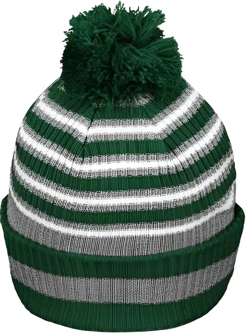 Holloway 223815 8 1/2’’ Spirit Pom Beanie Dark Green Heather Gray White / one Size Fits Most