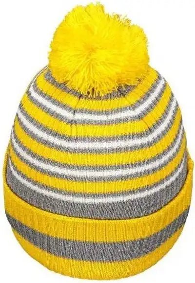 Holloway 223815 8 1/2’’ Spirit Pom Beanie Gold Heather Gray White / one Size Fits Most