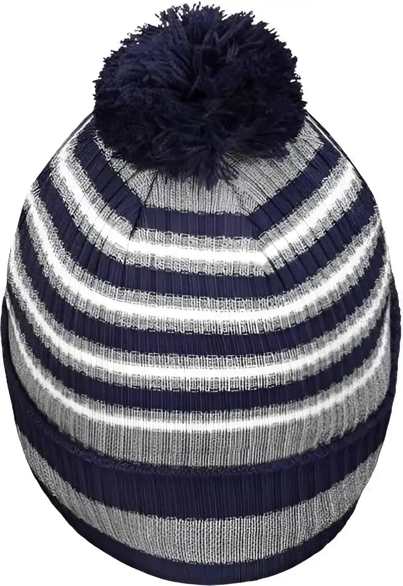Holloway 223815 8 1/2’’ Spirit Pom Beanie Navy Heather Gray White / one Size Fits Most
