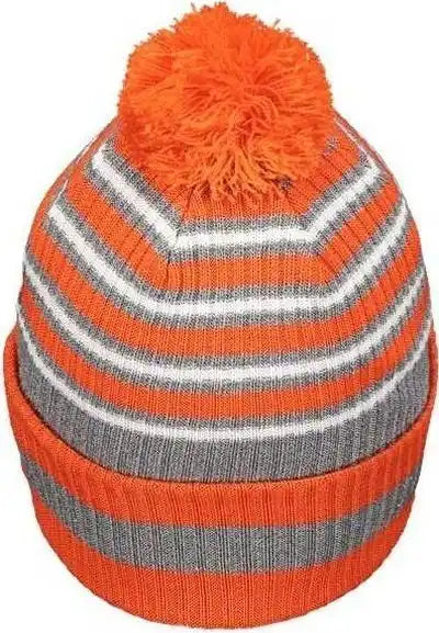 Holloway 223815 8 1/2’’ Spirit Pom Beanie - Orange Heather Gray White - one Size Fits Most