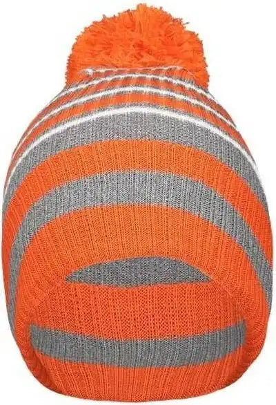 Holloway 223815 8 1/2’’ Spirit Pom Beanie - Orange Heather Gray White - one Size Fits Most