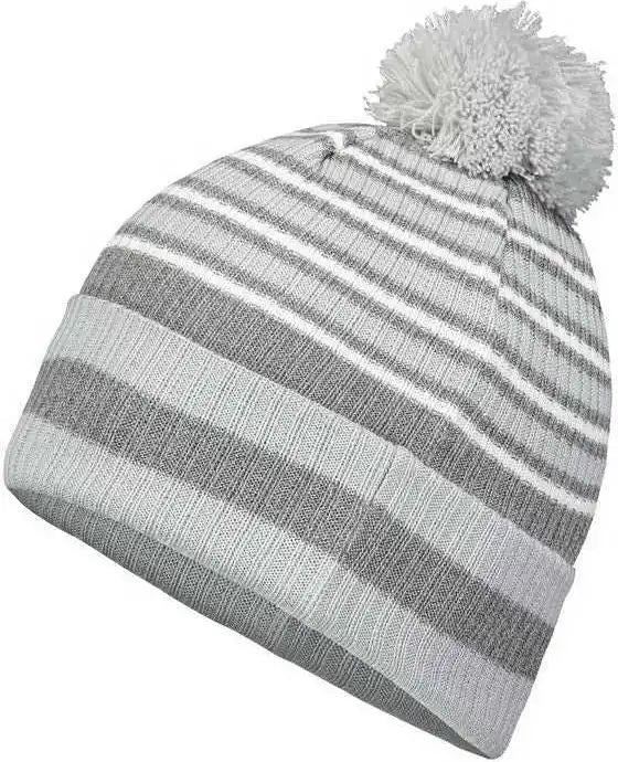 Holloway 223815 8 1/2’’ Spirit Pom Beanie - Silver Heather Gray White - Light Graygray / one Size Fits Most