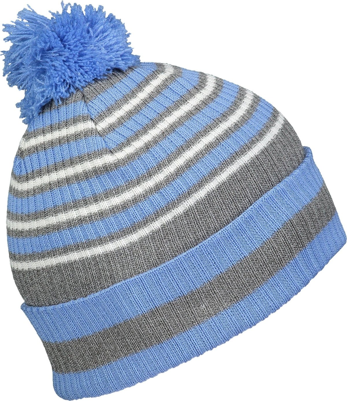 Holloway 223815 Spirit Pom Beanie - Columbia Blue Heather Gray White - Os