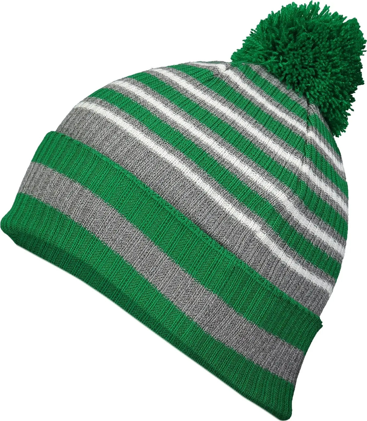 Holloway 223815 Spirit Pom Beanie - Kelly Heather Gray White - one Size Fits Most