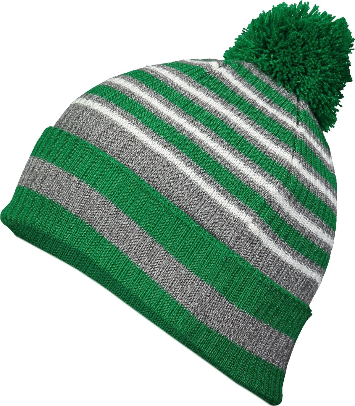 Holloway 223815 Spirit Pom Beanie - Kelly Heather Gray White - Os