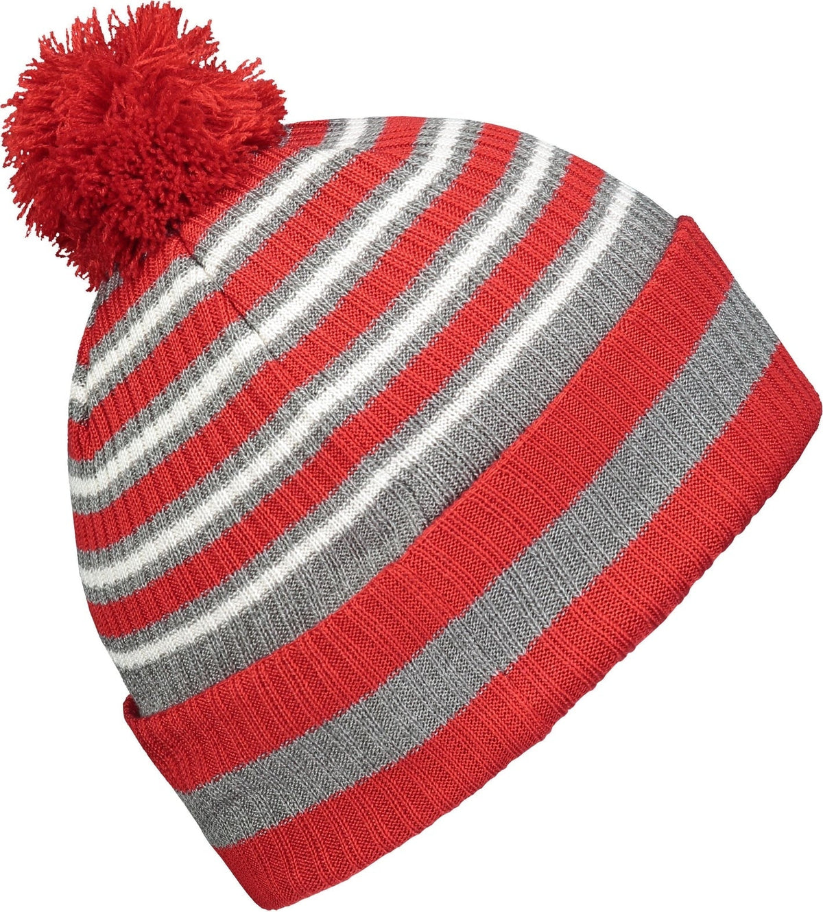 Holloway 223815 Spirit Pom Beanie - Red Heather Gray White - Os